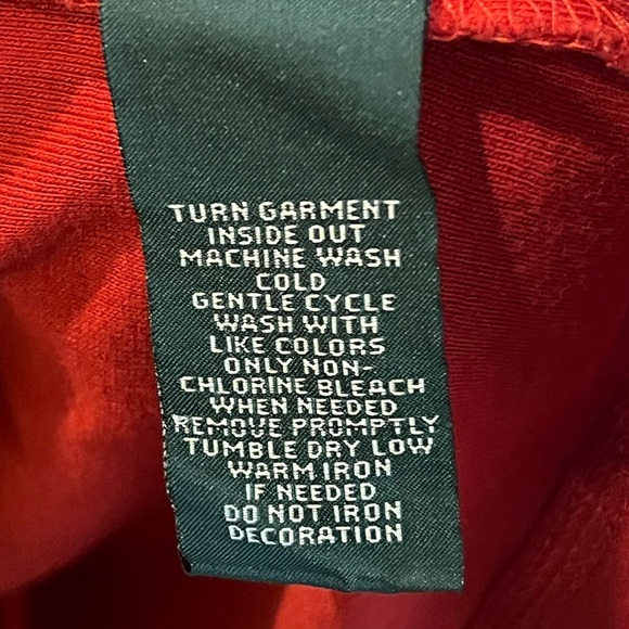 Lauren Ralph Lauren Size Large Red Long Sleeve with Brown Shoulder Zip Detail - Picture 6 of 6